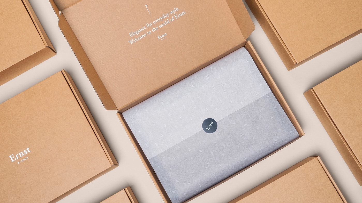 Ernst挪威經(jīng)典優(yōu)雅男裝品牌VI設計和包裝設計，服裝VI設計，服裝包裝設計，深圳VI設計，左右格局