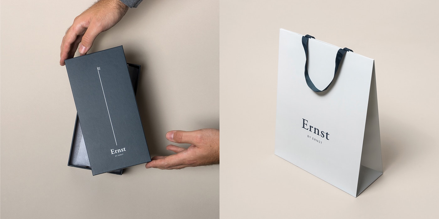 Ernst挪威經(jīng)典優(yōu)雅男裝品牌VI設計和包裝設計，服裝VI設計，服裝包裝設計，深圳VI設計，左右格局